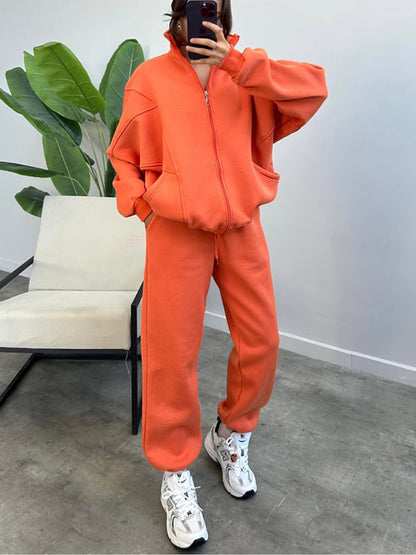 Women's 2 Piece Sets Zipper Outfits Casual Long Sleeve  Sweatsuits Sets