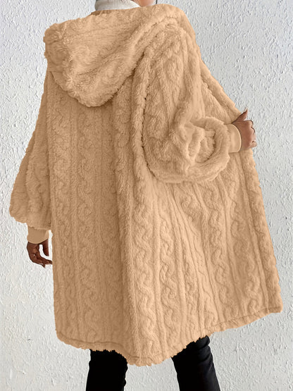 ✨Women's Plush Fleece Soft Midi-Length Jacket with Pockets