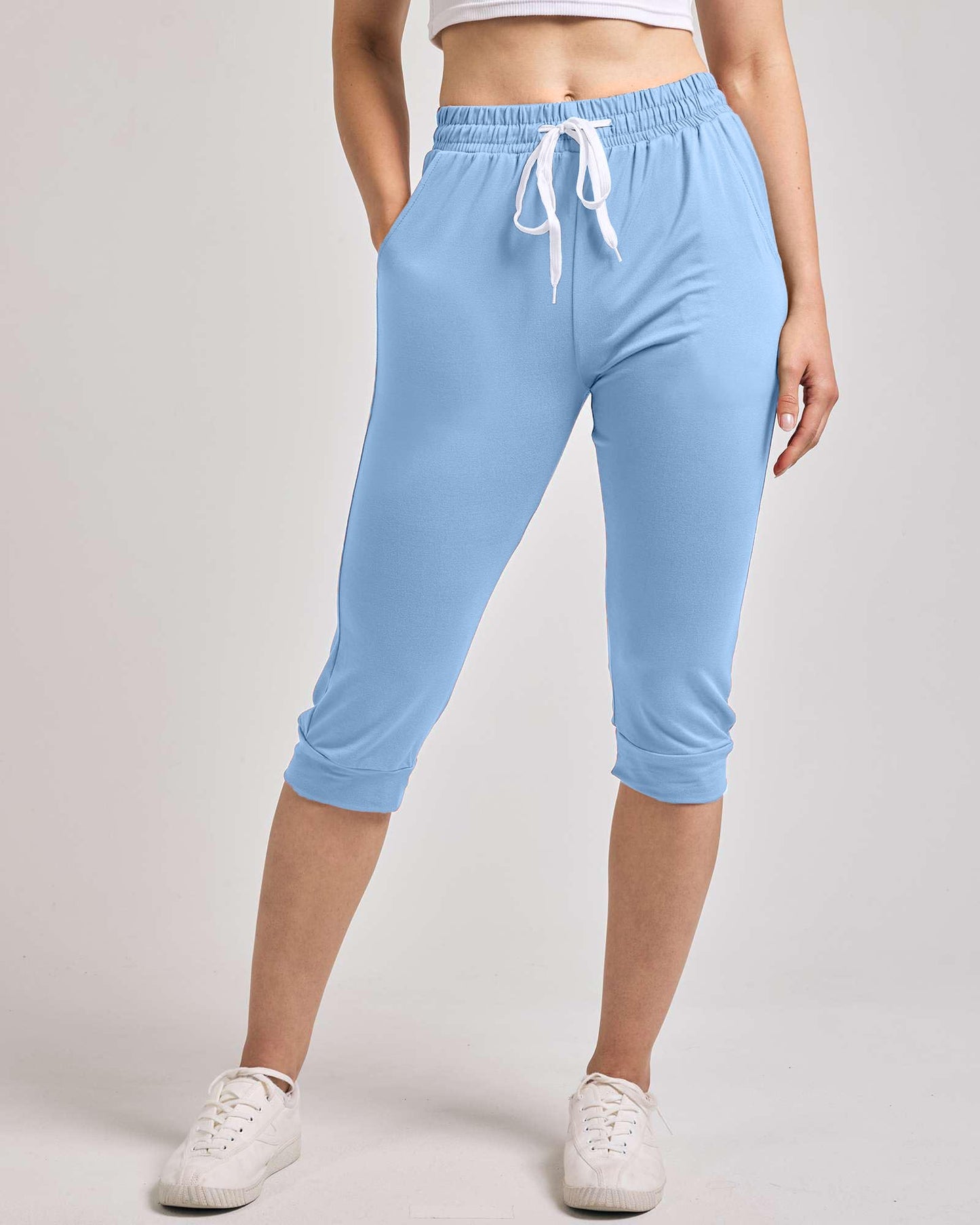 Women's Ultra Soft Lounge Capri Joggers Sweatpants Athletic Yoga with Pockets