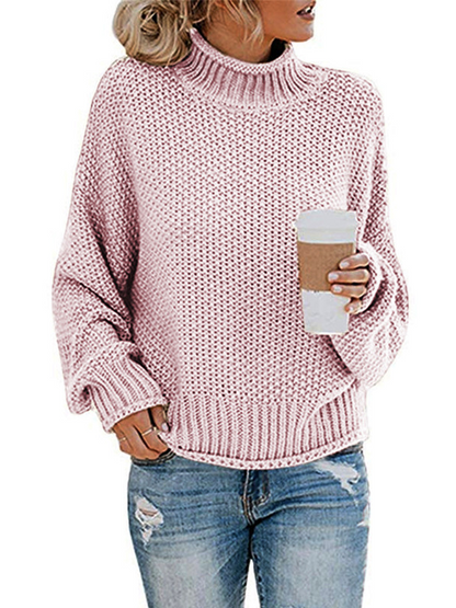 Oversized Turtleneck Batwing Sleeve Pullover Top