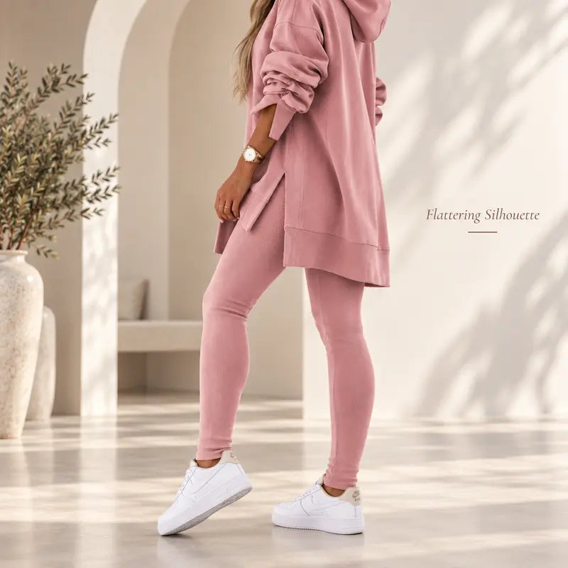 Women's 2 Piece Oversized Hooded Tunic Lounge Set