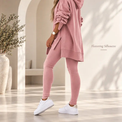 Women's 2 Piece Oversized Hooded Tunic Lounge Set