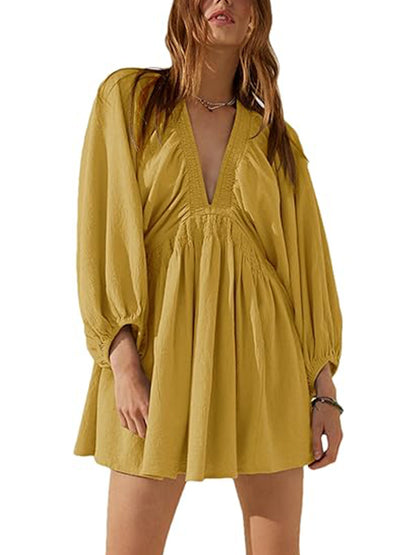 💥HOT SALE-Women's Long Sleeve V Neck Tunic Dresses (BUY 2 FREE SHIPPING)