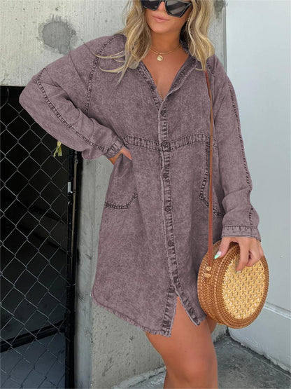 2023 Hot Sale Women's Washed Oversized Shirt Dress (Buy 2 Free Shipping)
