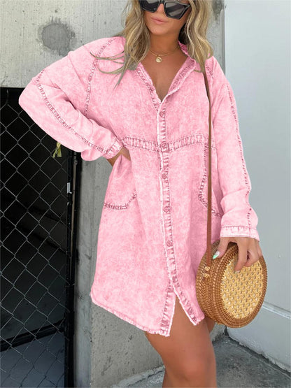 Women's Washed Oversized Shirt Dress (Buy 2 Free Shipping)