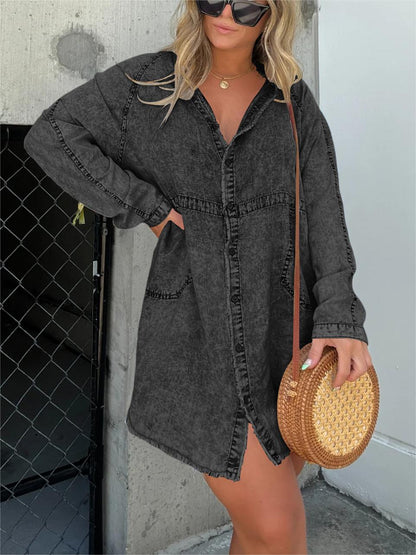 Women's Washed Oversized Shirt Dress (Buy 2 Free Shipping)