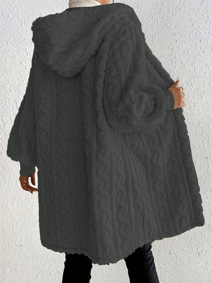 ✨Women's Plush Fleece Soft Midi-Length Jacket with Pockets