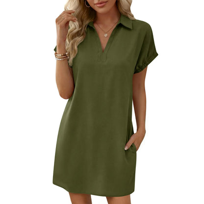 Womens Summer Shirt Dress Casual Short Sleeve