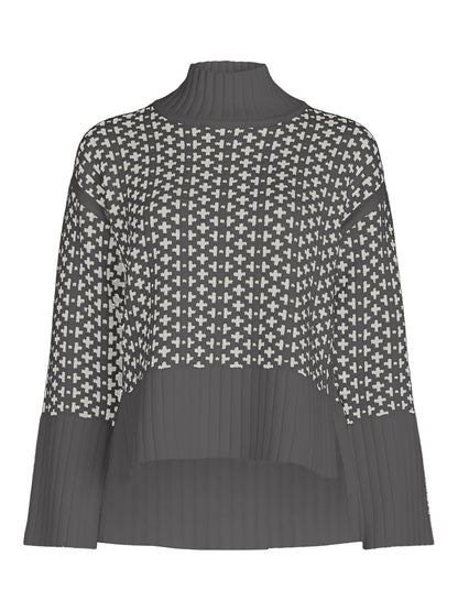 Women's Ribbed Stand Neck Sweater