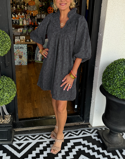 V-neck puff sleeve lace midi skirt (Buy 2 Free Shipping)