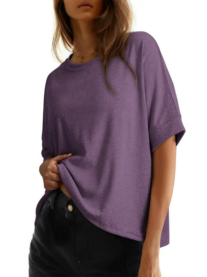 Oversized Crew Neck Loose Basic Short Sleeve Casual Daily Tee