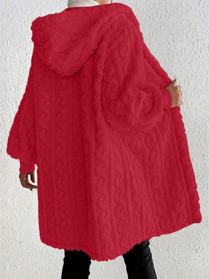 ✨Women's Plush Fleece Soft Midi-Length Jacket with Pockets