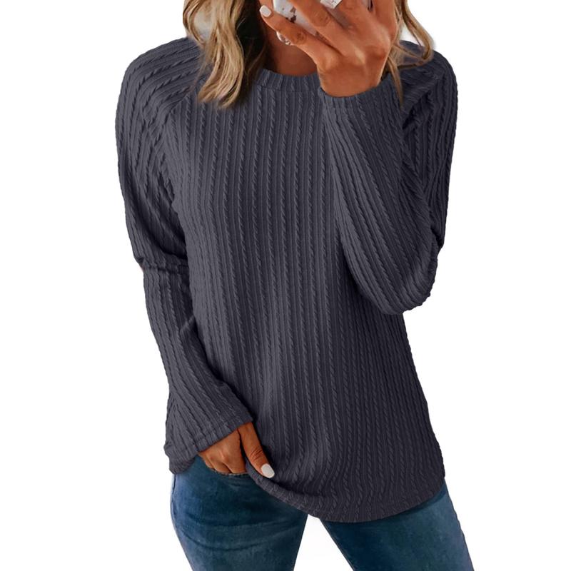 Women's Tops Long Sleeve Crewneck Knit Basic Tee Lightweight Shirts