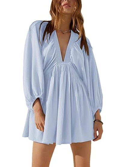💥HOT SALE-Women's Long Sleeve V Neck Tunic Dresses (BUY 2 FREE SHIPPING)