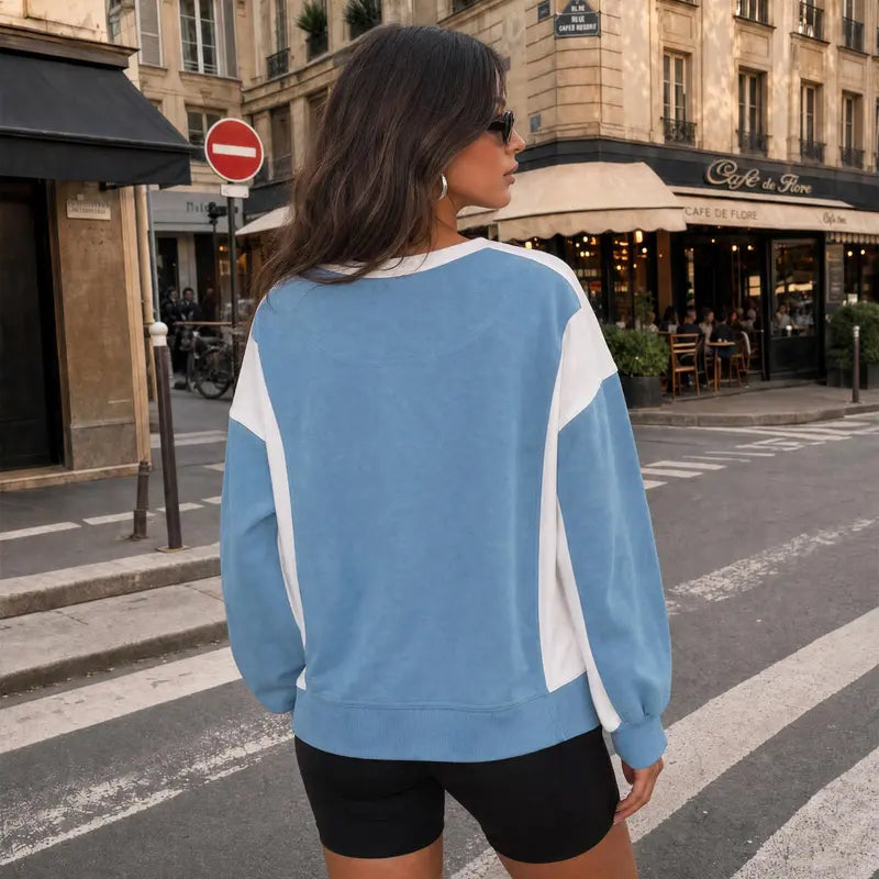 Women Contrast Patchwork Oversized Sweatshirt