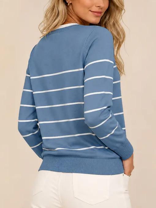 Women's Faux Layer V Neck Knit Sweater