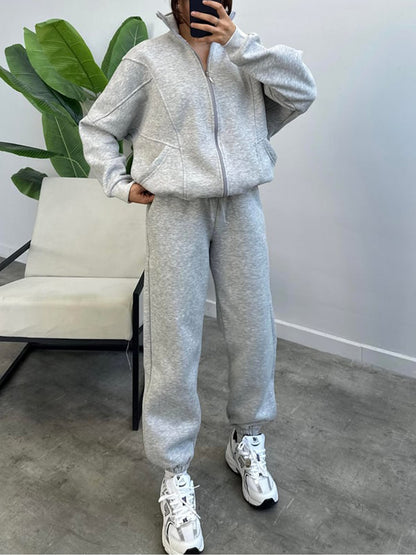 Women's 2 Piece Sets Zipper Outfits Casual Long Sleeve  Sweatsuits Sets