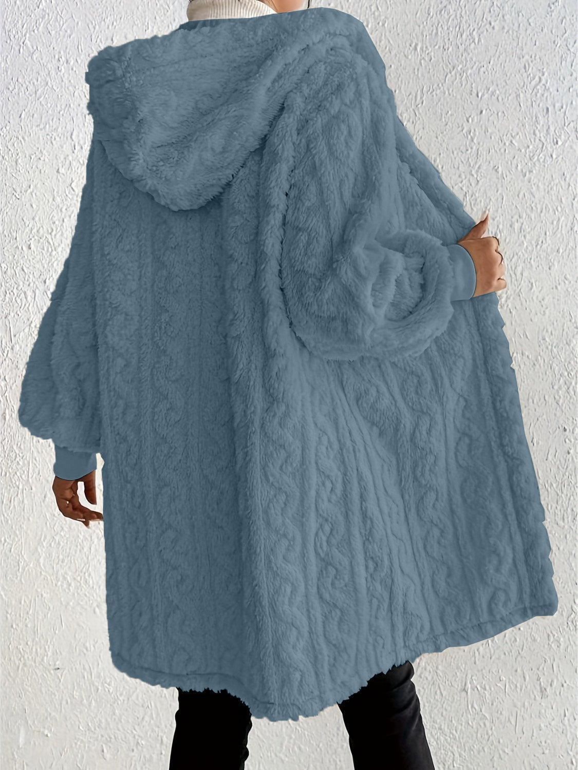 ✨Women's Plush Fleece Soft Midi-Length Jacket with Pockets