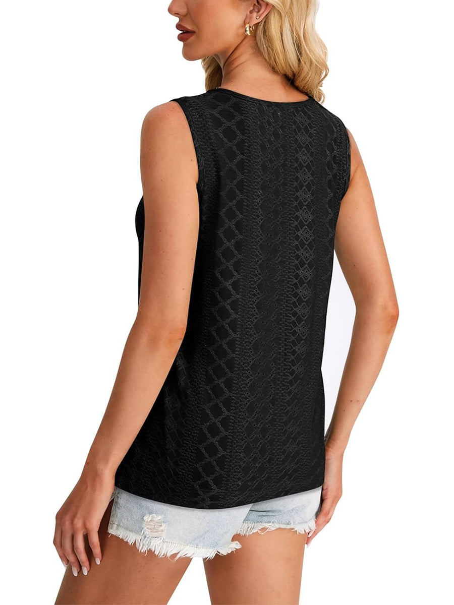 ✨Women's Keyhole Neck Trendy Sleeveless Pleated Tank Tops