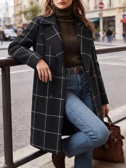Vintage Checker Loose Trench Coat