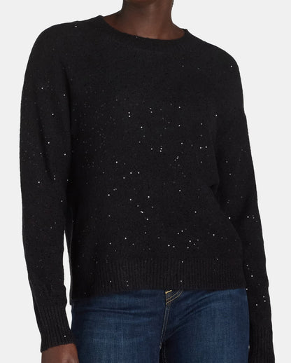 Women's Sequin Ribbed Crew Neck Sweater