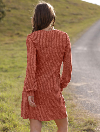 Women's V Neck Long Sleeve Casual Fall Dresses