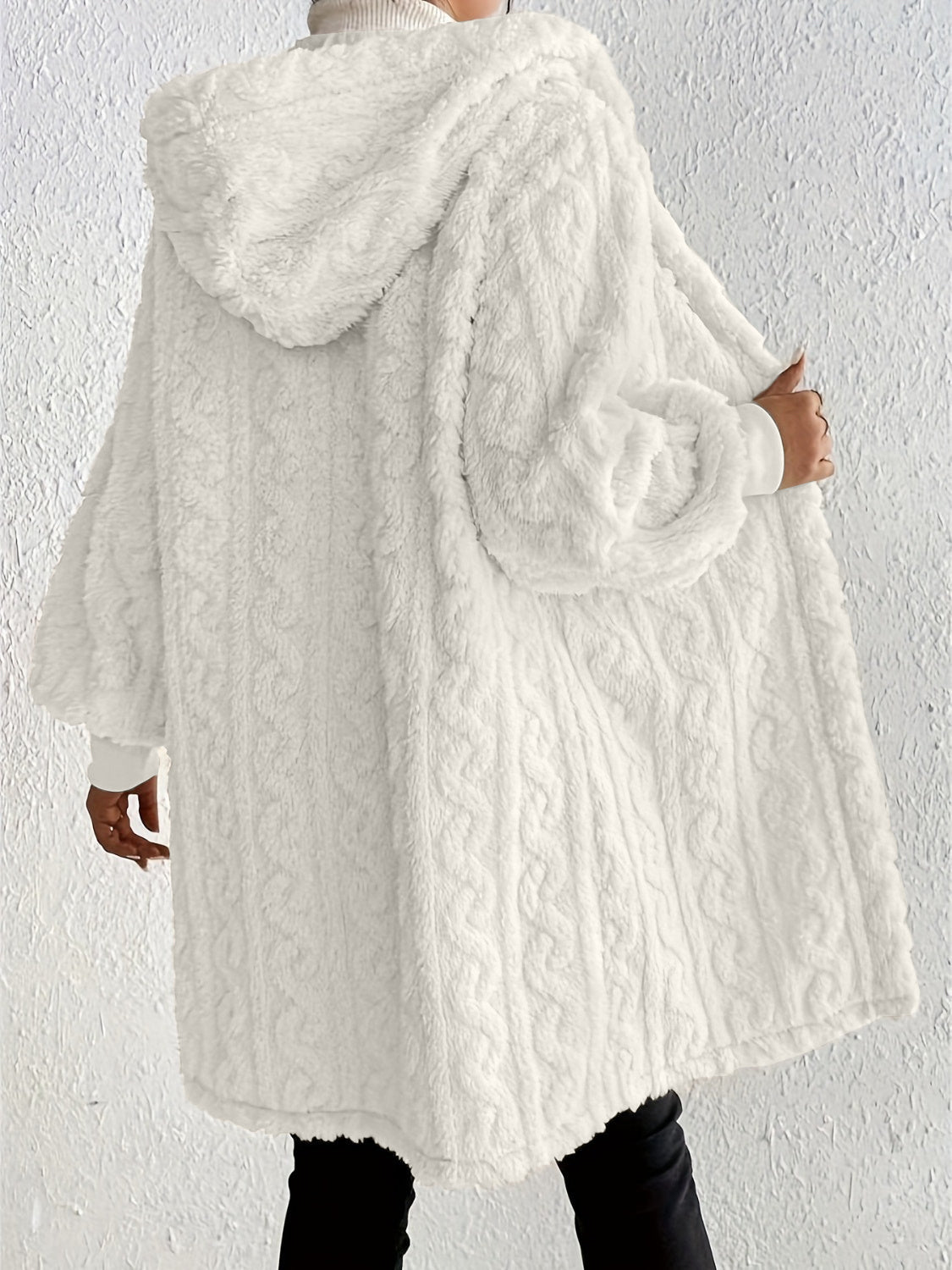 ✨Women's Plush Fleece Soft Midi-Length Jacket with Pockets