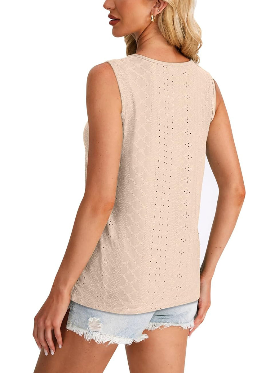 ✨Women's Keyhole Neck Trendy Sleeveless Pleated Tank Tops
