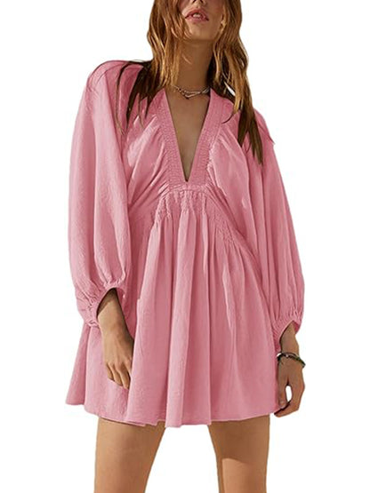 💥HOT SALE-Women's Long Sleeve V Neck Tunic Dresses (BUY 2 FREE SHIPPING)