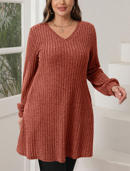 Women's V Neck Long Sleeve Casual Fall Dresses