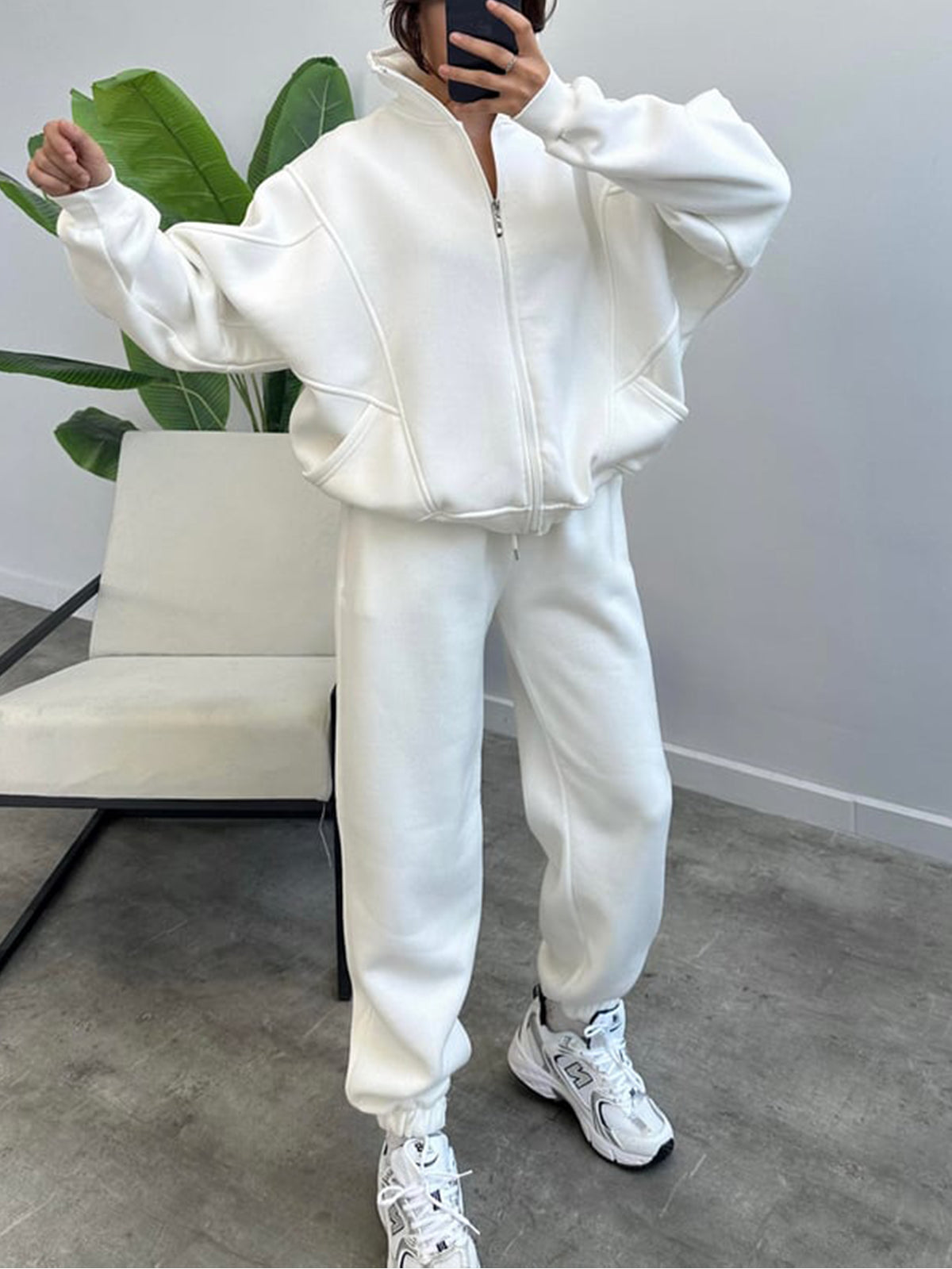 Women's 2 Piece Sets Zipper Outfits Casual Long Sleeve  Sweatsuits Sets