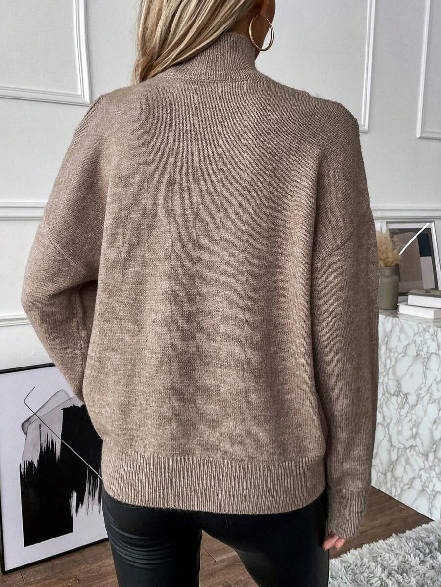 ✨Women's Turtleneck Cold Shoulder 2 In 1 Sweater