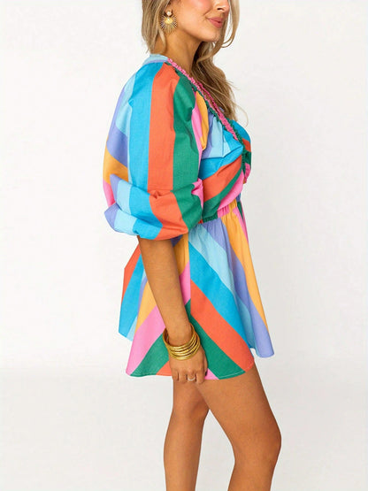 ✨Women's Casual Deep V Neck Puff Sleeve Jumpsuit Oversized Overalls