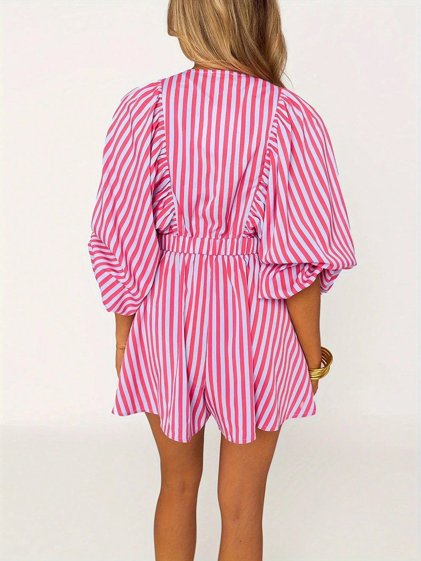 ✨Women's Casual Deep V Neck Puff Sleeve Jumpsuit Oversized Overalls