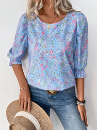 blue pink floral