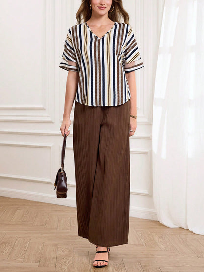 Casual V-Neck Two-Piece Set (3 Print Options)