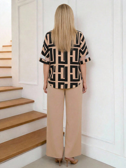 Casual V-Neck Two-Piece Set (3 Print Options)