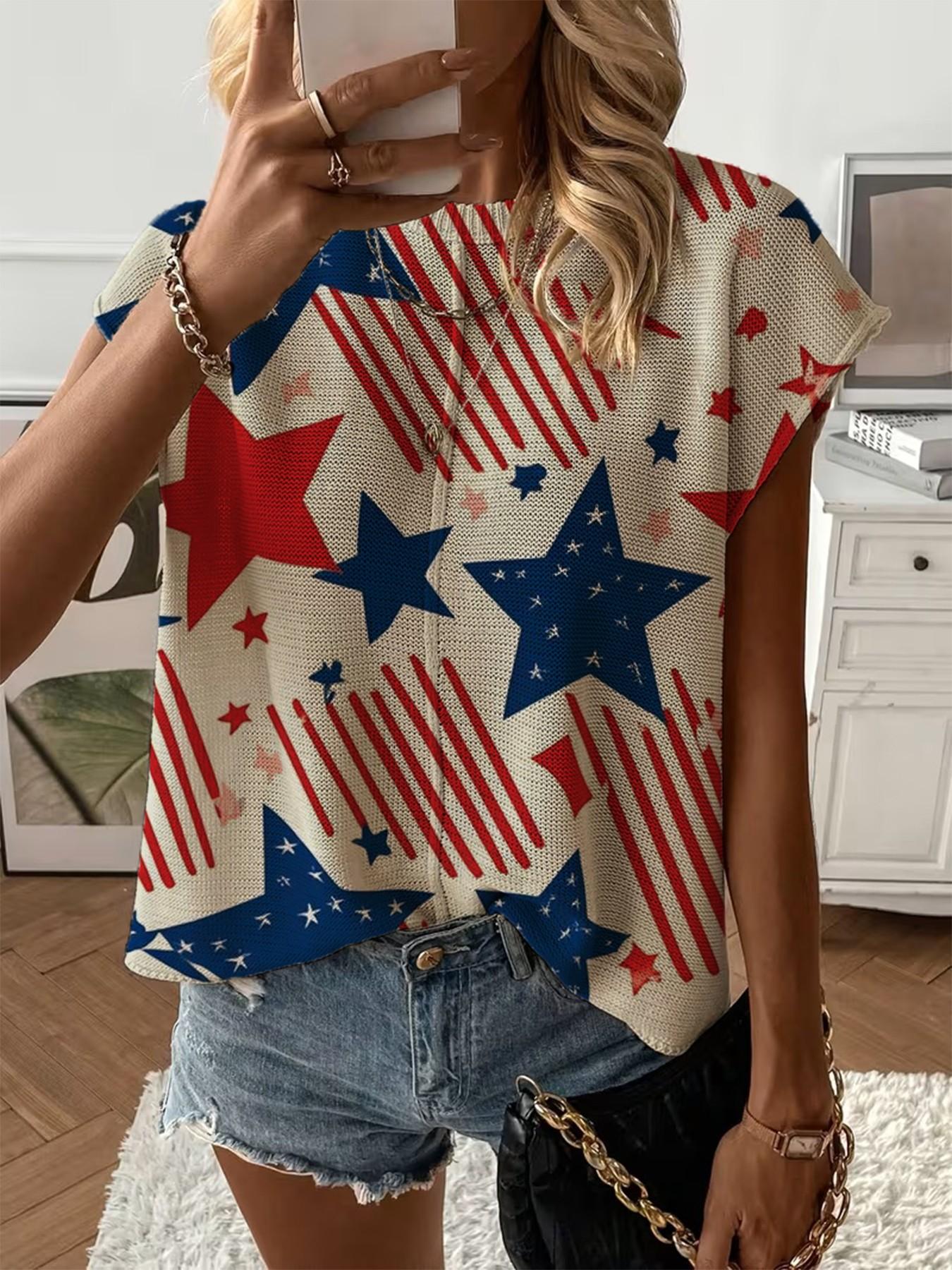 Women's  Print Drop-Shoulder Knit Top