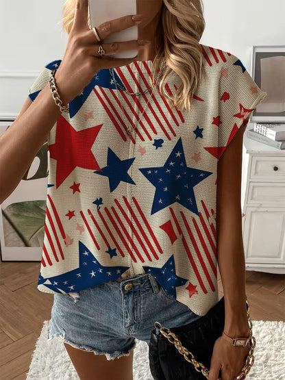 Women's  Print Drop-Shoulder Knit Top