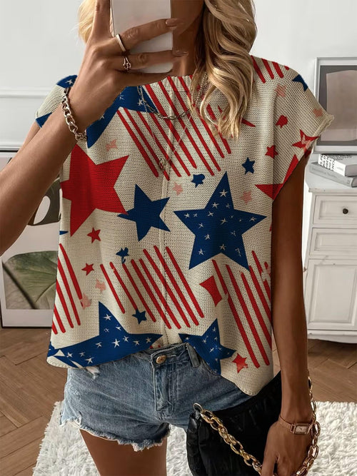 Women's  Print Drop-Shoulder Knit Top