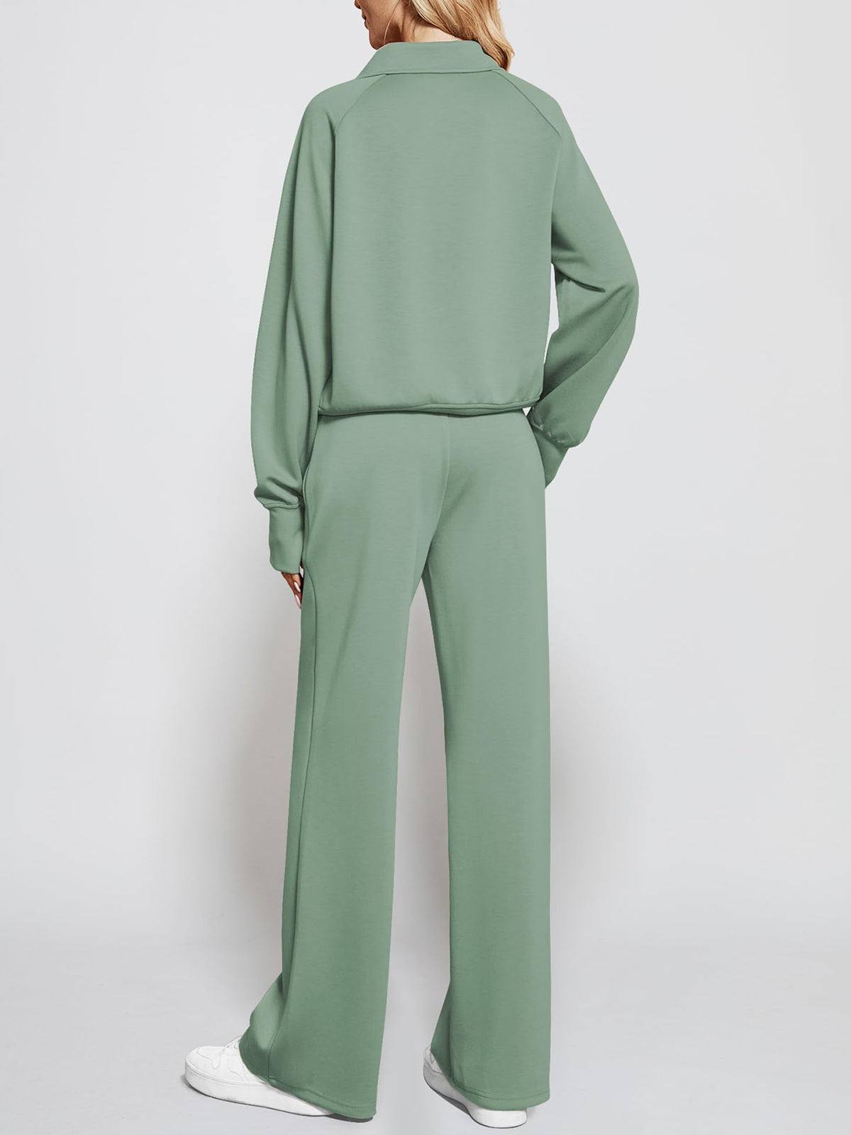 Women's Oversized Half Zip Wide Leg 2 Piece Outfits Lounge Set