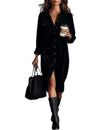 🎀Timeless Fall Lapel Midi Shirt Dress