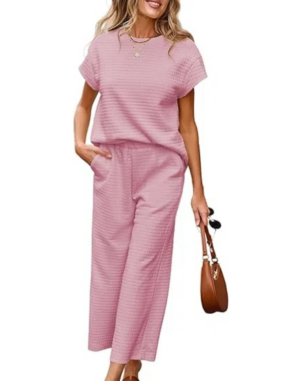 ✨Women's Casual Textured Tops and Wide Leg Pants Lounge Sets
