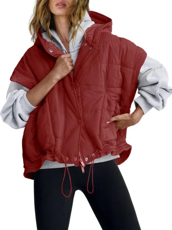 Women Oversized Hooded Quilted Puffer Vest