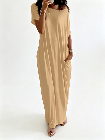 Women Batwing Sleeve Pocket Maxi Casual Loose Long Dress All Season Daily Outfit