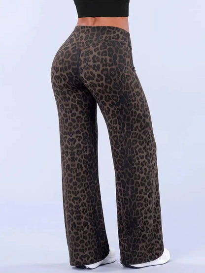 Women’s Light Simple Leopard-Print Wide-Leg Pants