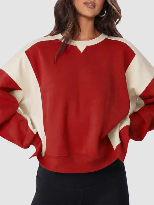 Women Contrast Patchwork Oversized Sweatshirt