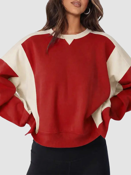 Women Contrast Patchwork Oversized Sweatshirt