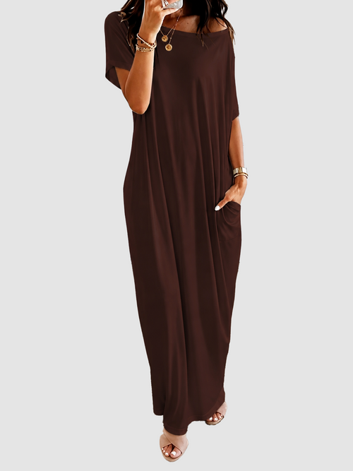 Women Batwing Sleeve Pocket Maxi Casual Loose Long Dress All Season Daily Outfit