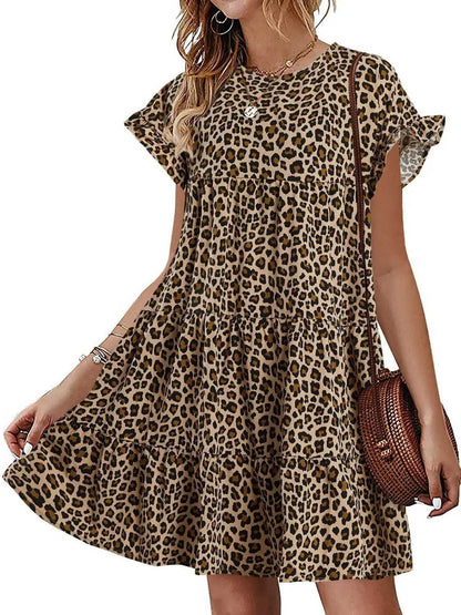 ⏰Hot Sale-Women's Spring & Summer Leopard Print Ruffle Dress